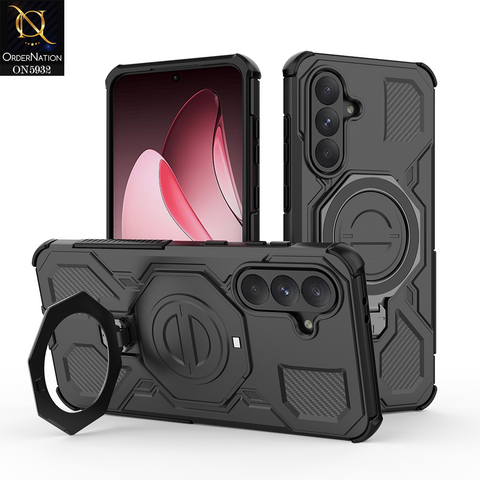 Samsung Galaxy A56 Cover - Black -  MagSafe Compatible Case with Kickstand Ring Holder TPU Shockproof