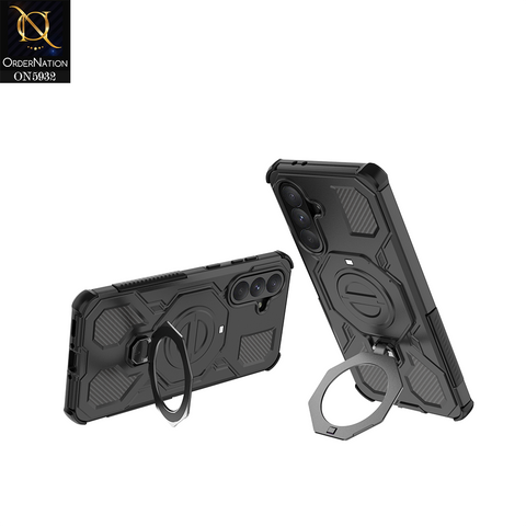 Samsung Galaxy A36 Cover - Black -  MagSafe Compatible Case with Kickstand Ring Holder TPU Shockproof
