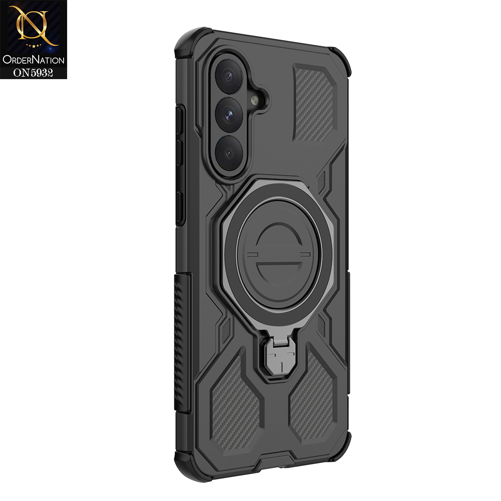 Samsung Galaxy S25 FE Cover - Black -  MagSafe Compatible Case with Kickstand Ring Holder TPU Shockproof