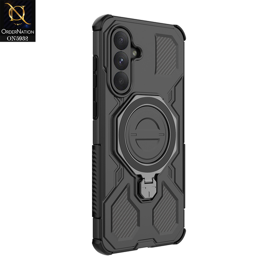 Samsung Galaxy S25 FE Cover - Black -  MagSafe Compatible Case with Kickstand Ring Holder TPU Shockproof