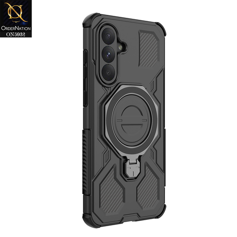 Samsung Galaxy S25 FE Cover - Black -  MagSafe Compatible Case with Kickstand Ring Holder TPU Shockproof