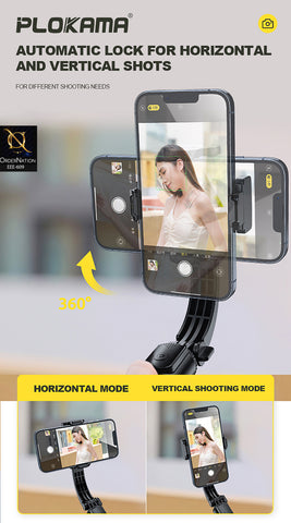 PLOKAMA GIMBAL-P66 92cm 3-in-1 Gimbal Selfie Stick Tripod with Anti-Shake & Bluetooth Remote