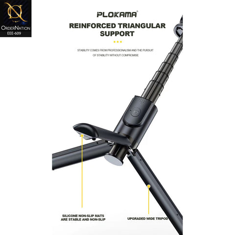 PLOKAMA GIMBAL-P66 92cm 3-in-1 Gimbal Selfie Stick Tripod with Anti-Shake & Bluetooth Remote