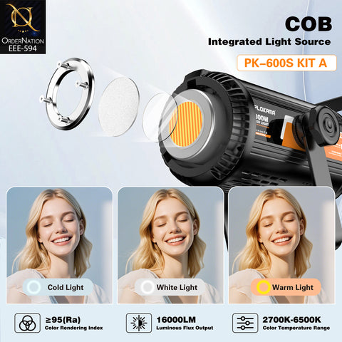 PLOKAMA PK-600S 300W Bi-Color LED Studio Light Kit with 65cm Lantern Softbox & 2.8m Stand