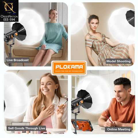 PLOKAMA PK-600S 300W Bi-Color LED Studio Light Kit with 65cm Lantern Softbox & 2.8m Stand