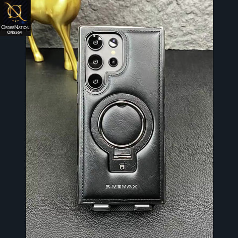 Samsung Galaxy S25 Ultra Cover - Black - New Rimbmax High Quality Leather Case With Metal Camera Ring And KickStand