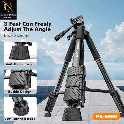 PLOKAMA PK-9999 2.1M Camera Tripod Stand with 360° Pan Head for DSLR, Camcorder & Mobile