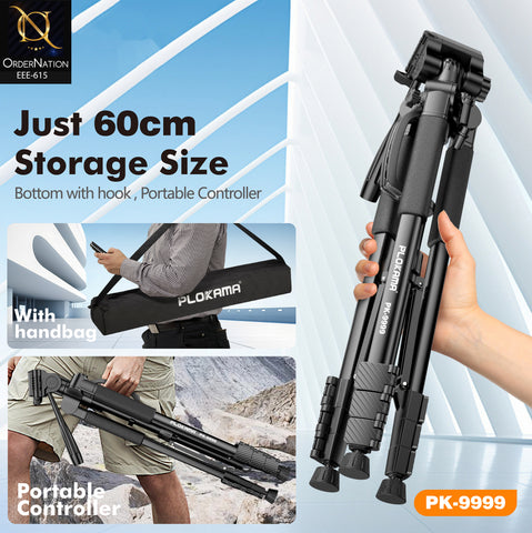 PLOKAMA PK-9999 2.1M Camera Tripod Stand with 360° Pan Head for DSLR, Camcorder & Mobile