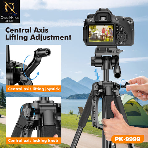 PLOKAMA PK-9999 2.1M Camera Tripod Stand with 360° Pan Head for DSLR, Camcorder & Mobile