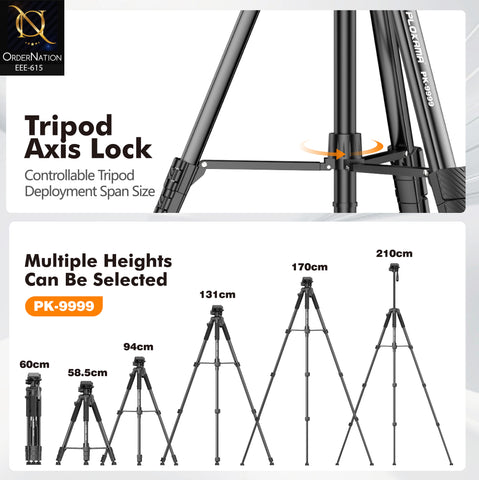 PLOKAMA PK-9999 2.1M Camera Tripod Stand with 360° Pan Head for DSLR, Camcorder & Mobile
