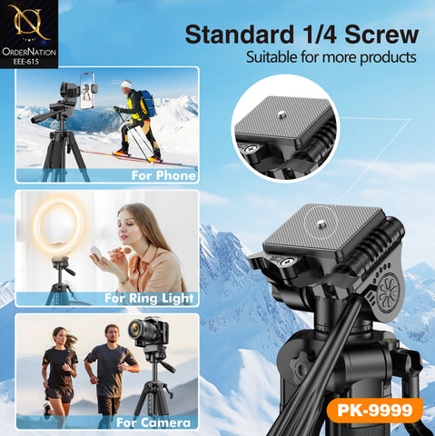 PLOKAMA PK-9999 2.1M Camera Tripod Stand with 360° Pan Head for DSLR, Camcorder & Mobile