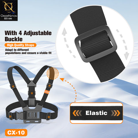 PLOKAMA CX-10 Chest Mount Holder for Phone & Action Camera - 360° POV Harness - For vlogs and films