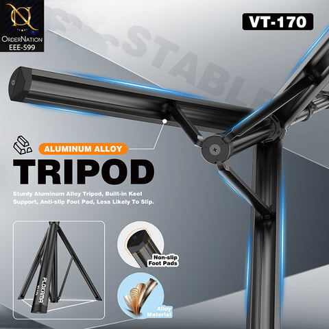 PLOKAMA VT-170 170cm Adjustable Alloy Tripod with Bluetooth Remote, 360° Rotation & Phone Holder