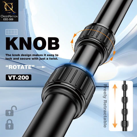 Plokama VT-200 200cm Professional Adjustable Tripod Stand with Remote Control for Camera and Mobile Photography