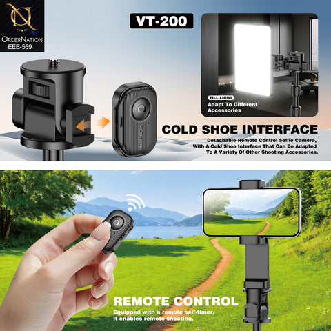 Plokama VT-200 200cm Professional Adjustable Tripod Stand with Remote Control for Camera and Mobile Photography