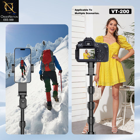 Plokama VT-200 200cm Professional Adjustable Tripod Stand with Remote Control for Camera and Mobile Photography