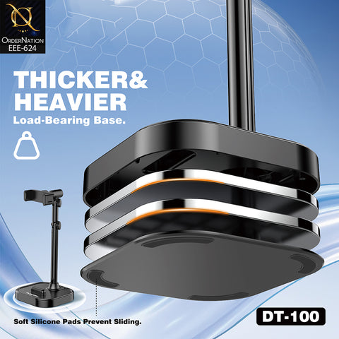 PLOKAMA DT-100 Adjustable Tabletop Phone & Tablet Holder, 22–41cm Liftable Stand with 180° Tilt, 360° Rotation & Stable Base