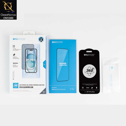 iPhone 17 Screen Protector - Black - Kuzoom Privacy Anti Peeping Full Screen Tempered Privacy Glass