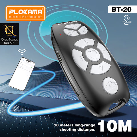 Plokama BT-20 Wireless Bluetooth Camera Remote Control for Smartphones – Rechargeable Selfie & Video Controller