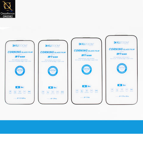 iPhone 17 Screen Protector - Transparent - Kuzoom 9H Hardness Anti Scratch Full Screen Tempered Glass