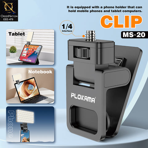 Plokama MS-20 Magnetic 6W LED Photography Light with Camera Hot Shoe Adapter