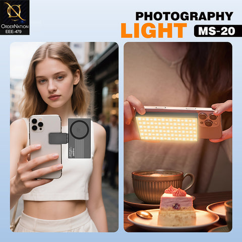 Plokama MS-20 Magnetic 6W LED Photography Light with Camera Hot Shoe Adapter