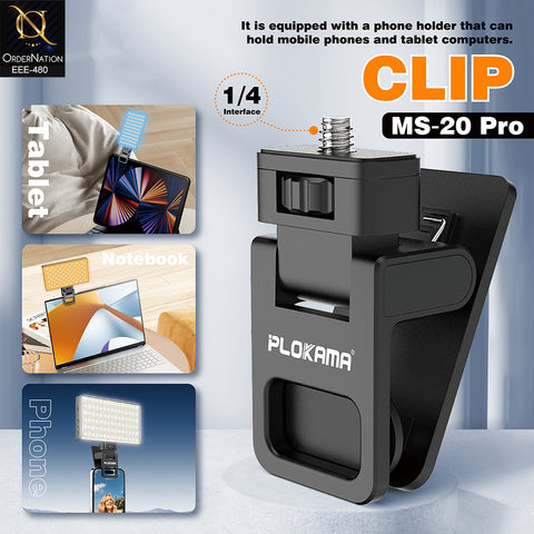 Plokama MS-20 Pro Magnetic 6W RGB LED Photography Light with Hot Shoe Adapter