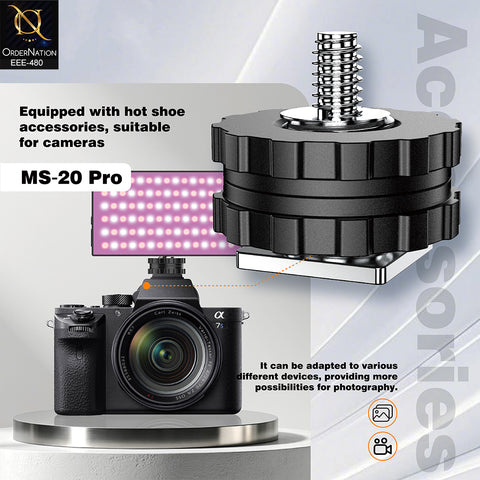 Plokama MS-20 Pro Magnetic 6W RGB LED Photography Light with Hot Shoe Adapter