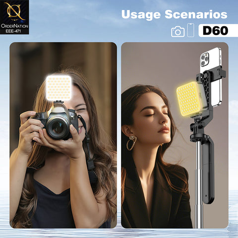 Plokama D60 Mini LED Video Light – Portable Pocket Photography & Vlog Fill Light