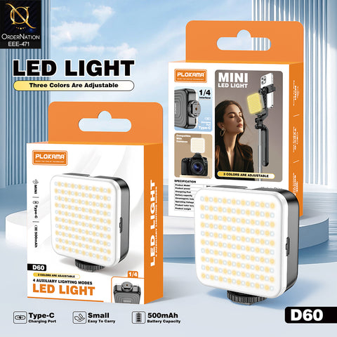 Plokama D60 Mini LED Video Light – Portable Pocket Photography & Vlog Fill Light