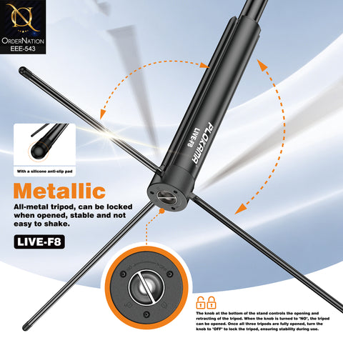 PLOKAMA LIVE-F8 180cm Aluminum Alloy Multi-Purpose Selfie Stick with Remote Control, Quad Stand & Multiple Angles