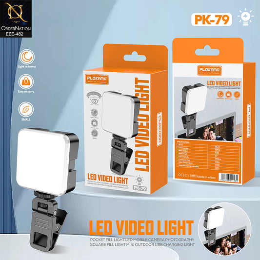 Plokama PK-79 Mini Clip-on LED Video Light for Smartphones, Laptops & Vlogging