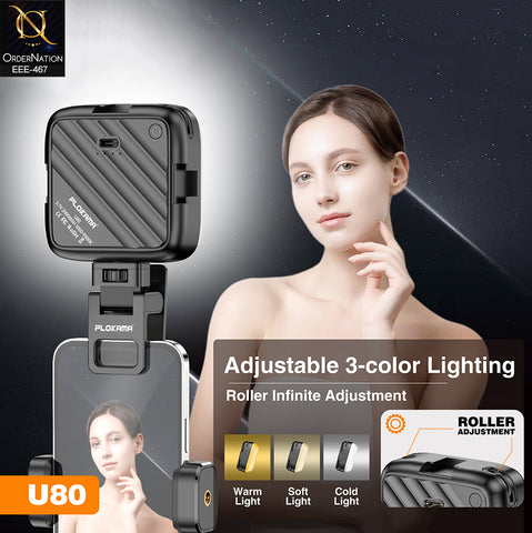 Plokama U80 Clip-on LED Video Light with Adjustable 3000K-9900K Color Temperature