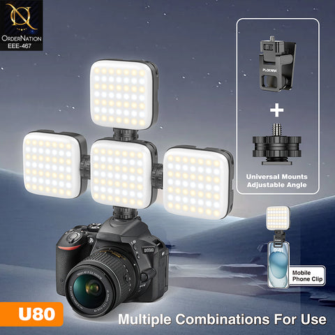 Plokama U80 Clip-on LED Video Light with Adjustable 3000K-9900K Color Temperature