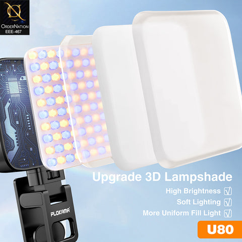 Plokama U80 Clip-on LED Video Light with Adjustable 3000K-9900K Color Temperature