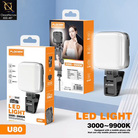 Plokama U80 Clip-on LED Video Light with Adjustable 3000K-9900K Color Temperature