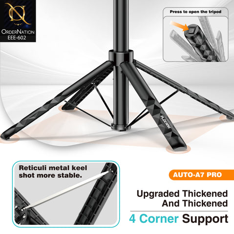 PLOKAMA AUTO-A7 Pro 180cm AI Face Tracking Selfie Stick Tripod with Dual LED Fill Lights & Bluetooth Remote
