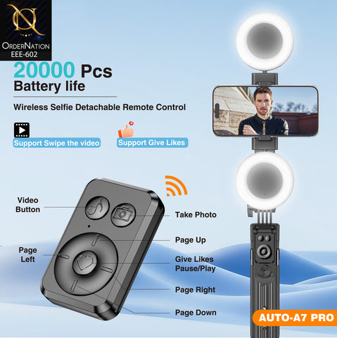PLOKAMA AUTO-A7 Pro 180cm AI Face Tracking Selfie Stick Tripod with Dual LED Fill Lights & Bluetooth Remote