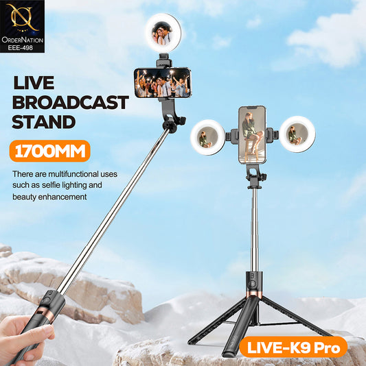 Plokama LIVE-K9 Pro 1700mm Live Broadcast Stand with Dual LED Ring Lights