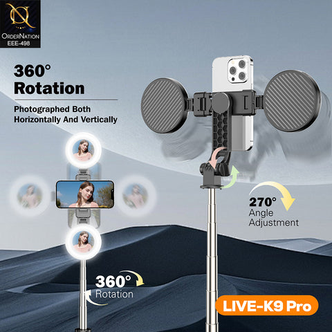 Plokama LIVE-K9 Pro 1700mm Live Broadcast Stand with Dual LED Ring Lights