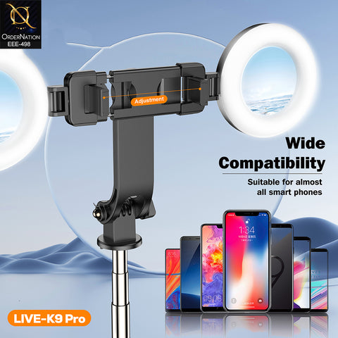 Plokama LIVE-K9 Pro 1700mm Live Broadcast Stand with Dual LED Ring Lights