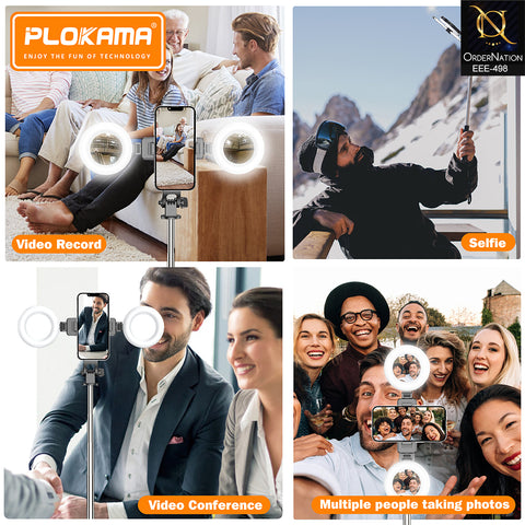 Plokama LIVE-K9 Pro 1700mm Live Broadcast Stand with Dual LED Ring Lights