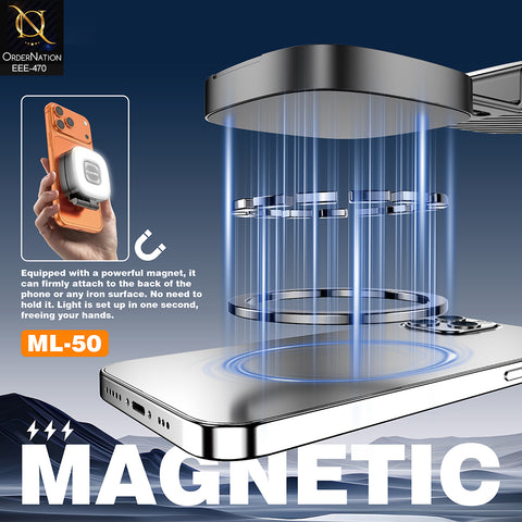 Plokama ML-50 Magnetic Portable Mini LED Fill Light with Selfie Mirror for Smartphones