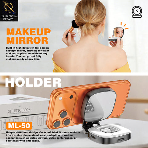 Plokama ML-50 Magnetic Portable Mini LED Fill Light with Selfie Mirror for Smartphones