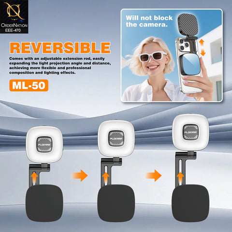Plokama ML-50 Magnetic Portable Mini LED Fill Light with Selfie Mirror for Smartphones