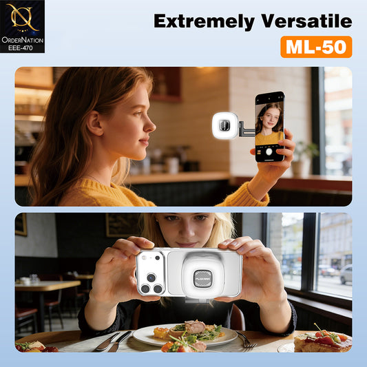 Plokama ML-50 Magnetic Portable Mini LED Fill Light with Selfie Mirror for Smartphones