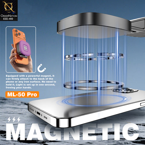 Plokama ML-50 Pro Magnetic RGB LED Fill Light with Selfie Mirror for Smartphones