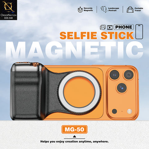 PLOKAMA MG-50 Magnetic Selfie Stick with Remote Control Portable Phone Camera Grip for Android & iPhone