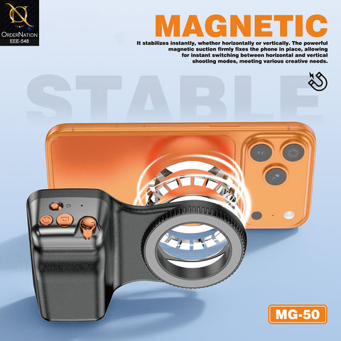 PLOKAMA MG-50 Magnetic Selfie Stick with Remote Control Portable Phone Camera Grip for Android & iPhone
