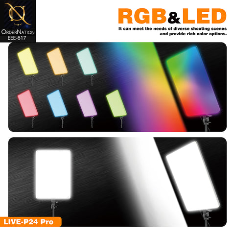 PLOKAMA LIVE-P24 Pro 80W RGB LED Studio Panel Light, 3200K–6500K, Remote Control & 270° Rotation